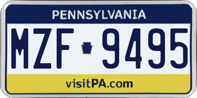 PA license plate MZF9495