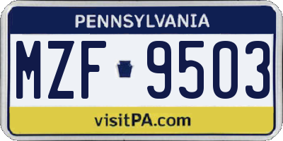PA license plate MZF9503