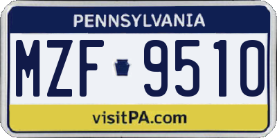 PA license plate MZF9510