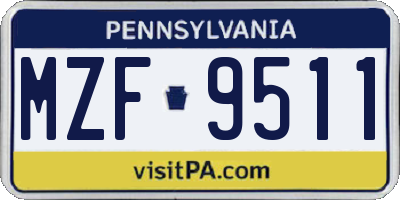 PA license plate MZF9511