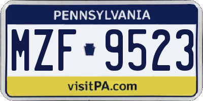 PA license plate MZF9523