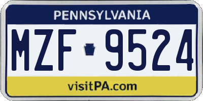 PA license plate MZF9524