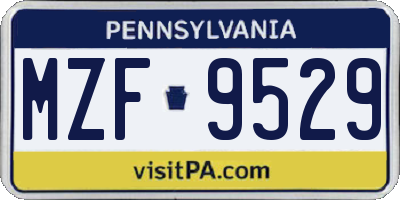 PA license plate MZF9529