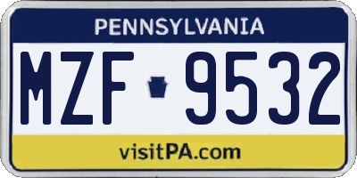 PA license plate MZF9532