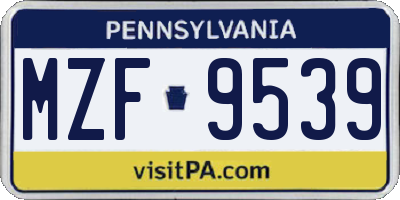 PA license plate MZF9539