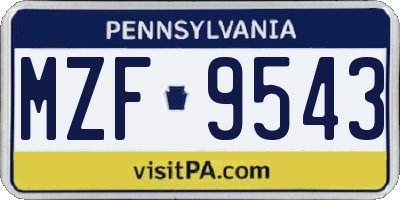 PA license plate MZF9543