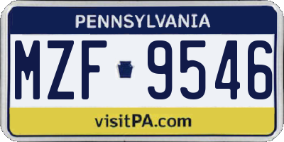 PA license plate MZF9546
