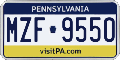 PA license plate MZF9550