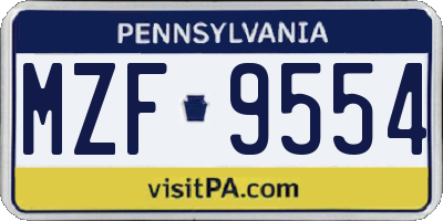 PA license plate MZF9554