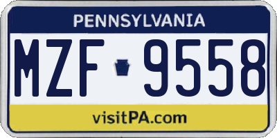 PA license plate MZF9558