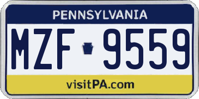 PA license plate MZF9559
