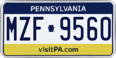 PA license plate MZF9560