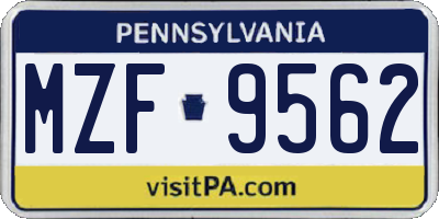 PA license plate MZF9562