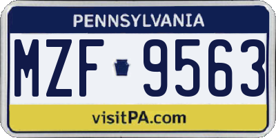 PA license plate MZF9563