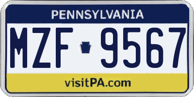 PA license plate MZF9567