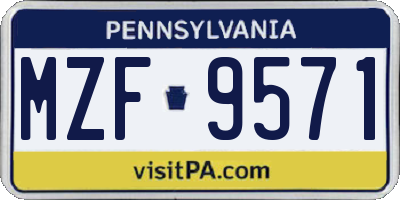 PA license plate MZF9571