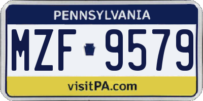 PA license plate MZF9579