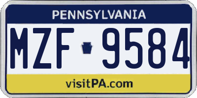 PA license plate MZF9584