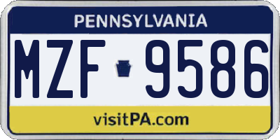 PA license plate MZF9586