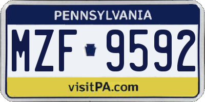 PA license plate MZF9592