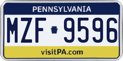 PA license plate MZF9596