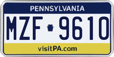 PA license plate MZF9610