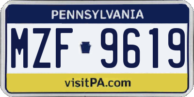 PA license plate MZF9619