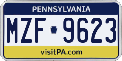 PA license plate MZF9623