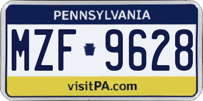 PA license plate MZF9628