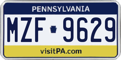 PA license plate MZF9629