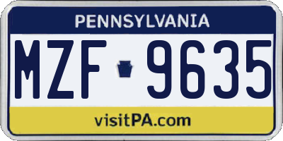 PA license plate MZF9635