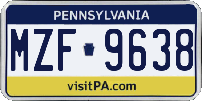 PA license plate MZF9638