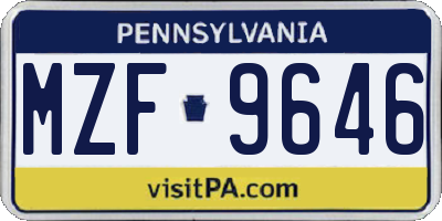 PA license plate MZF9646