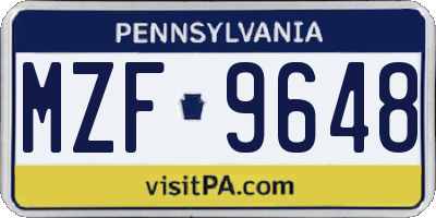 PA license plate MZF9648