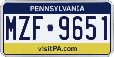 PA license plate MZF9651