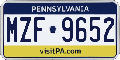 PA license plate MZF9652