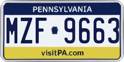PA license plate MZF9663