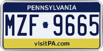PA license plate MZF9665