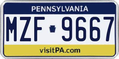 PA license plate MZF9667