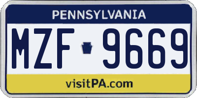 PA license plate MZF9669
