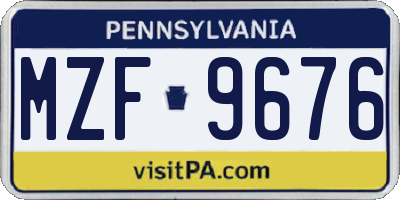 PA license plate MZF9676