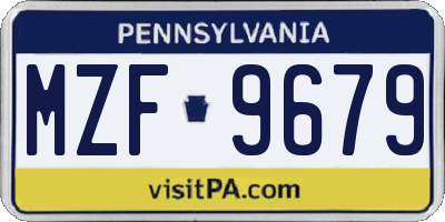 PA license plate MZF9679