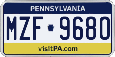 PA license plate MZF9680