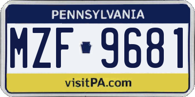PA license plate MZF9681