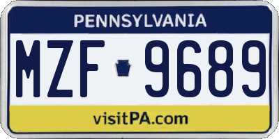 PA license plate MZF9689