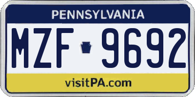PA license plate MZF9692