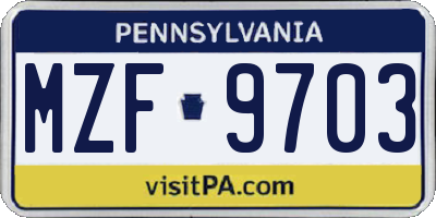 PA license plate MZF9703