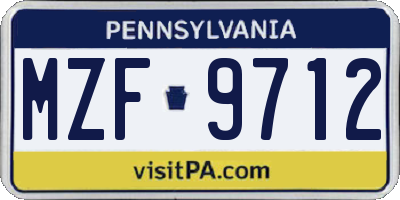 PA license plate MZF9712