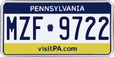 PA license plate MZF9722