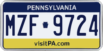 PA license plate MZF9724